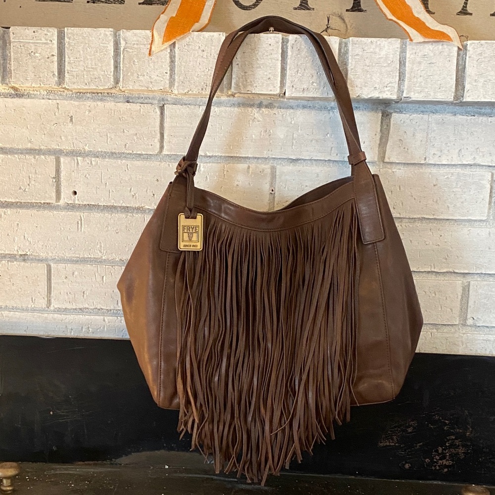 Frye NWOT Brown Fringe Hobo Bag